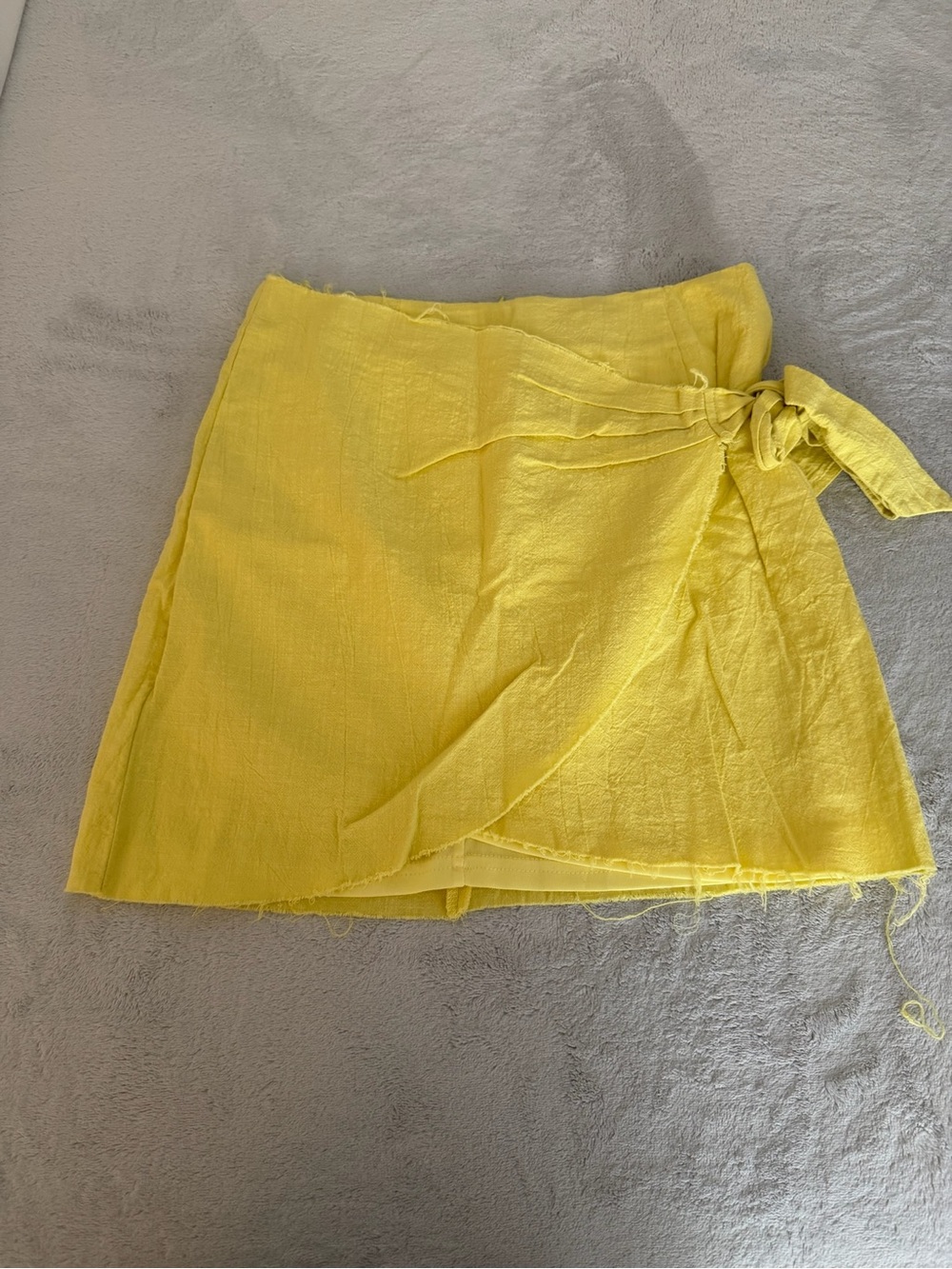 Super down Yellow Wrap Mini Skirt
